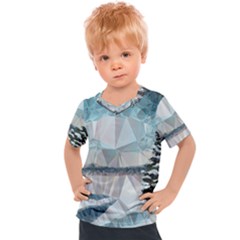 Winter Landscape Low Poly Polygons Kids  Sports Tee