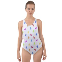 Multicolored Hands Silhouette Motif Design Cut-out Back One Piece Swimsuit by dflcprintsclothing