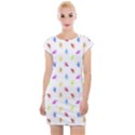 Multicolored Hands Silhouette Motif Design Cap Sleeve Bodycon Dress View1