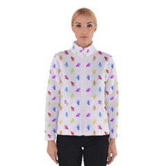 Multicolored Hands Silhouette Motif Design Winter Jacket