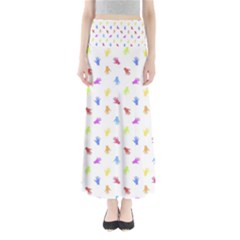 Multicolored Hands Silhouette Motif Design Full Length Maxi Skirt