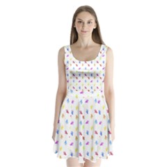 Multicolored Hands Silhouette Motif Design Split Back Mini Dress 