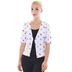 Multicolored Hands Silhouette Motif Design Cropped Button Cardigan by dflcprintsclothing