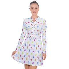 Multicolored Hands Silhouette Motif Design Long Sleeve Panel Dress by dflcprintsclothing