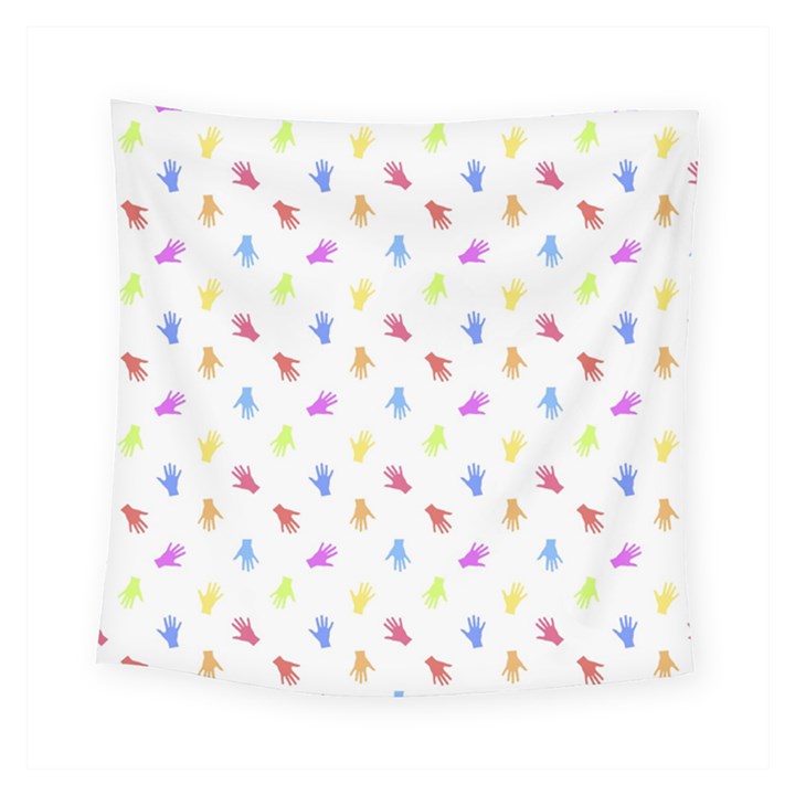 Multicolored Hands Silhouette Motif Design Square Tapestry (Small)