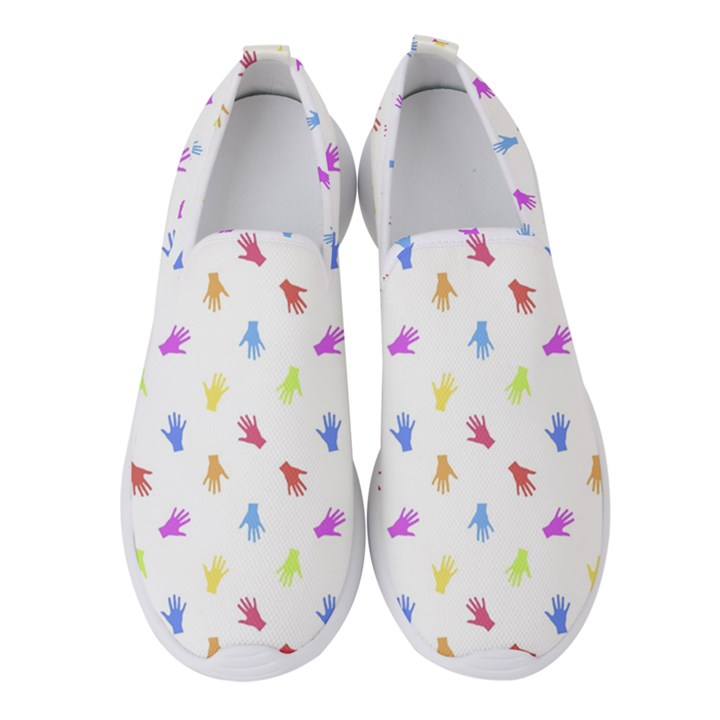 Multicolored Hands Silhouette Motif Design Women s Slip On Sneakers