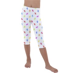 Multicolored Hands Silhouette Motif Design Kids  Lightweight Velour Capri Leggings  by dflcprintsclothing