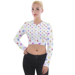 Multicolored Hands Silhouette Motif Design Long Sleeve Cropped Velvet Jacket by dflcprintsclothing