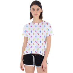 Multicolored Hands Silhouette Motif Design Open Back Sport Tee