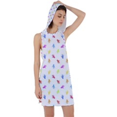 Multicolored Hands Silhouette Motif Design Racer Back Hoodie Dress