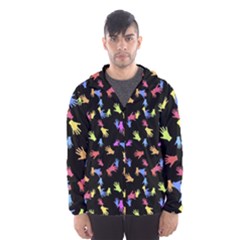 Multicolored Hands Silhouette Motif Design Men s Hooded Windbreaker by dflcprintsclothing