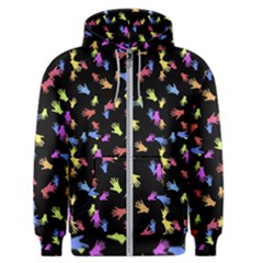 Multicolored Hands Silhouette Motif Design Men s Zipper Hoodie by dflcprintsclothing