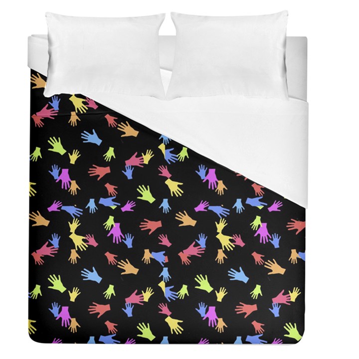 Multicolored Hands Silhouette Motif Design Duvet Cover (Queen Size)