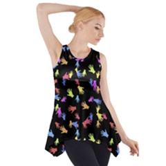 Multicolored Hands Silhouette Motif Design Side Drop Tank Tunic by dflcprintsclothing