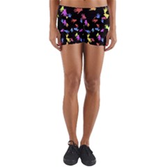 Multicolored Hands Silhouette Motif Design Yoga Shorts