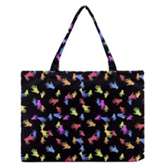 Multicolored Hands Silhouette Motif Design Zipper Medium Tote Bag by dflcprintsclothing