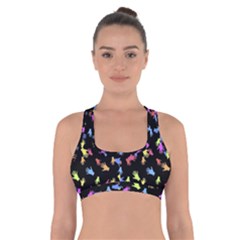 Multicolored Hands Silhouette Motif Design Cross Back Sports Bra by dflcprintsclothing