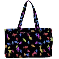 Multicolored Hands Silhouette Motif Design Canvas Work Bag by dflcprintsclothing