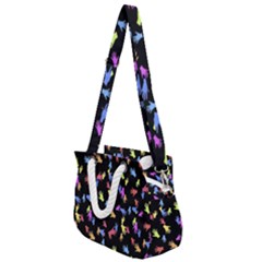 Multicolored Hands Silhouette Motif Design Rope Handles Shoulder Strap Bag by dflcprintsclothing