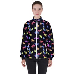 Multicolored Hands Silhouette Motif Design Women s High Neck Windbreaker by dflcprintsclothing