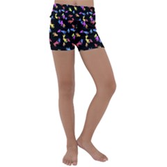 Multicolored Hands Silhouette Motif Design Kids  Lightweight Velour Yoga Shorts by dflcprintsclothing