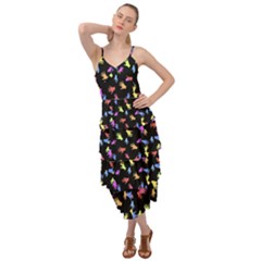 Multicolored Hands Silhouette Motif Design Layered Bottom Dress by dflcprintsclothing