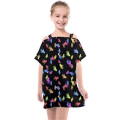 Multicolored Hands Silhouette Motif Design Kids  One Piece Chiffon Dress by dflcprintsclothing