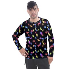 Multicolored Hands Silhouette Motif Design Men s Pique Long Sleeve Tee