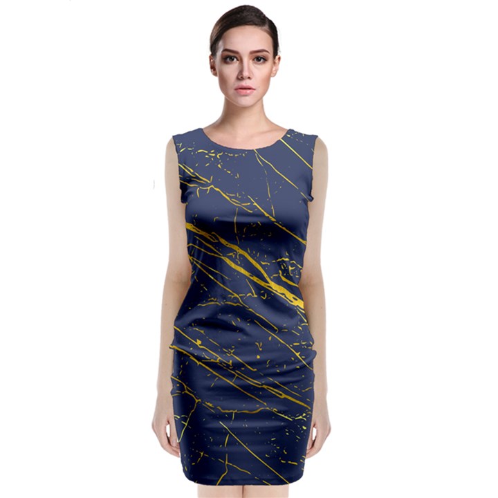 Golden Blue Depths Classic Sleeveless Midi Dress