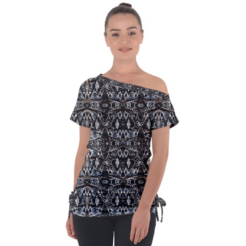 Modern Tribal Geometric Print Tie-up Tee by dflcprintsclothing