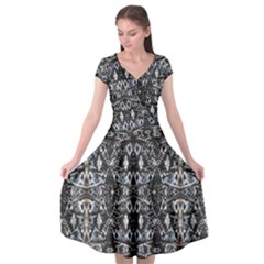 Modern Tribal Geometric Print Cap Sleeve Wrap Front Dress