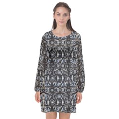 Modern Tribal Geometric Print Long Sleeve Chiffon Shift Dress  by dflcprintsclothing