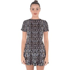 Modern Tribal Geometric Print Drop Hem Mini Chiffon Dress by dflcprintsclothing