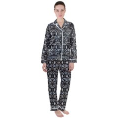 Modern Tribal Geometric Print Satin Long Sleeve Pyjamas Set by dflcprintsclothing