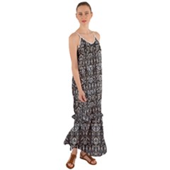 Modern Tribal Geometric Print Cami Maxi Ruffle Chiffon Dress