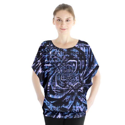 Fractal Madness Batwing Chiffon Blouse by MRNStudios