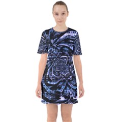 Fractal Madness Sixties Short Sleeve Mini Dress by MRNStudios