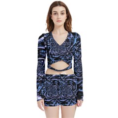 Fractal Madness Velvet Wrap Crop Top And Shorts Set by MRNStudios