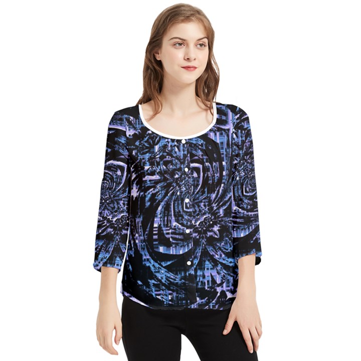 Fractal Madness Chiffon Quarter Sleeve Blouse