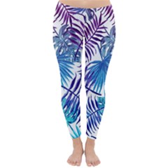 Blue Tropical Leaves Classic Winter Leggings by goljakoff