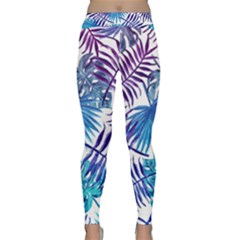 Blue Tropical Leaves Classic Yoga Leggings by goljakoff