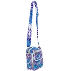 Blue Tropical Leaves Shoulder Strap Belt Bag by goljakoff