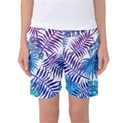 Blue Tropical Leaves Women s Basketball Shorts by goljakoff