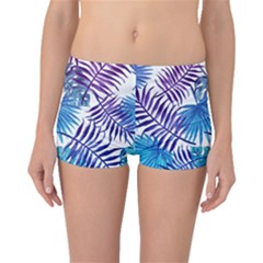 Blue Tropical Leaves Boyleg Bikini Bottoms by goljakoff