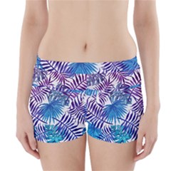 Blue Tropical Leaves Boyleg Bikini Wrap Bottoms by goljakoff