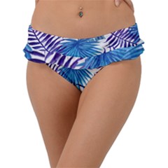 Blue Tropical Leaves Frill Bikini Bottom by goljakoff