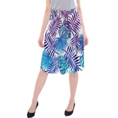 Blue Tropical Leaves Midi Beach Skirt by goljakoff