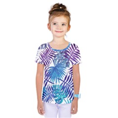 Blue Tropical Leaves Kids  One Piece Tee