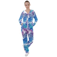 Blue Tropical Leaves Women s Tracksuit by goljakoff