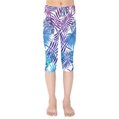 Blue Tropical Leaves Kids  Capri Leggings  by goljakoff